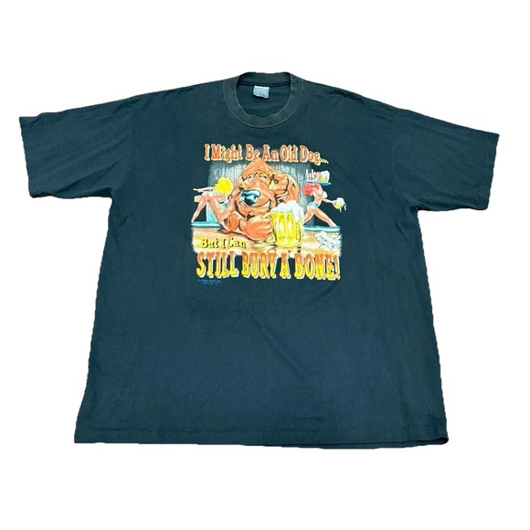 Nicks Creek Inc. Atkins Virginia American Vintage Other - VTG I Might Be An Old Dog But I Can Still Bury A Bone Tshirt XXL Humor 80s CLEAN